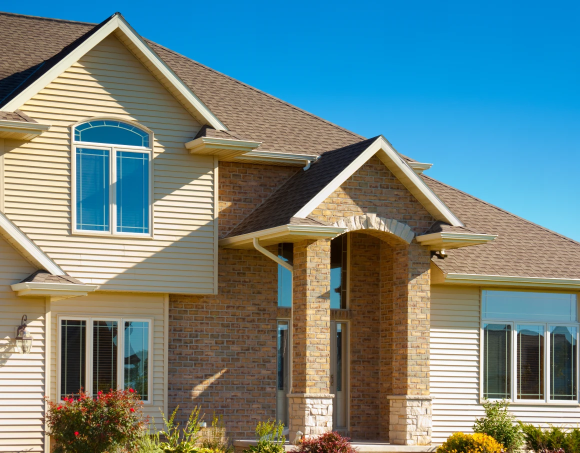 Modern suburban house with blue sky